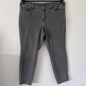 J.Jill Denim Size-16/P Womens Jeans Authentic Fit Slim Ankle Gray Stretch